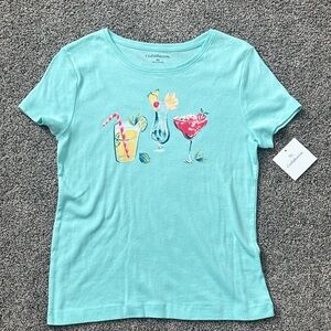 Croft & Borrow NWT Aqua Graphic Cocktail Tee size Petite Small.